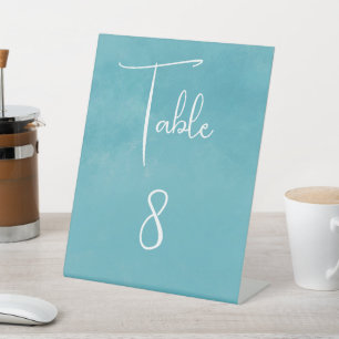 Blue Ocean Wedding Party Table Number  Pedestal Sign