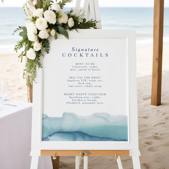 Blue Ocean Wedding Signature Cocktail Menu Sign (Creator Uploaded)