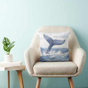Blue Ocean Whale Tail Cushion