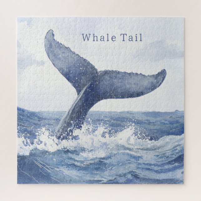 Blue Ocean Whale Tail Jigsaw Puzzle (Vertical)