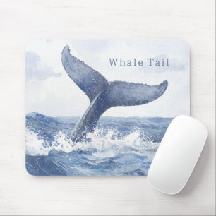 Blue Ocean Whale Tail Mouse Pad