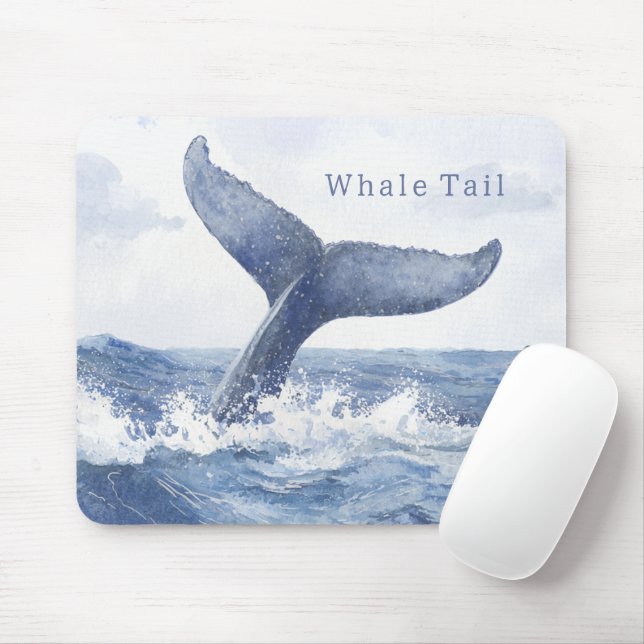 Blue Ocean Whale Tail Mouse Pad (With Mouse)