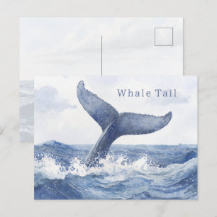 Blue Ocean Whale Tail Postcard