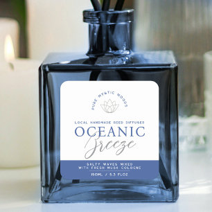 Blue oceanic breeze reed diffuser product label