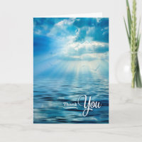 Blue Oceanview Sunlight and Seagulls Thank You