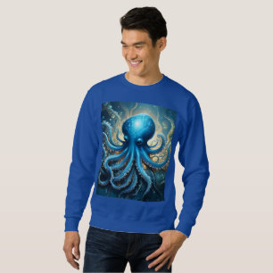 Blue Octopus Abstract Acrylic Art, Sweatshirt