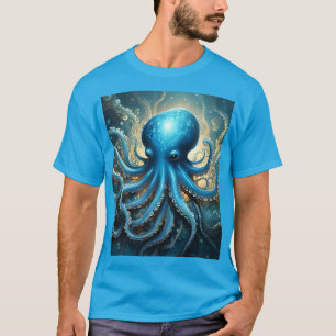Blue Octopus Abstract Acrylic Art, T-Shirt