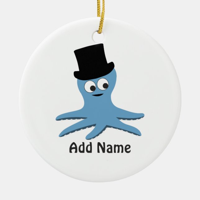Blue Octopus Ceramic Tree Decoration (Front)