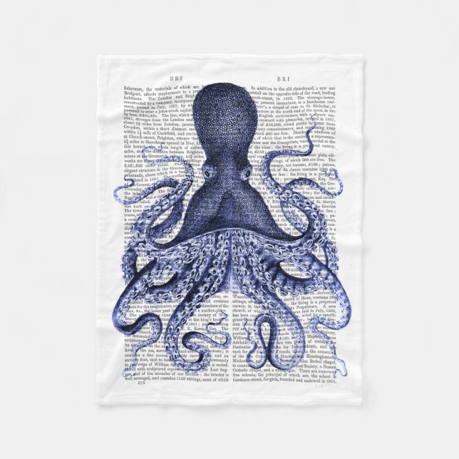 Blue Octopus Fleece Blanket (Front)