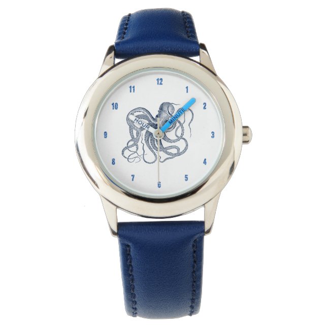 Blue octopus illustration watch (Front)