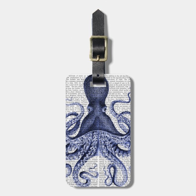 Blue Octopus Luggage Tag (Front Vertical)