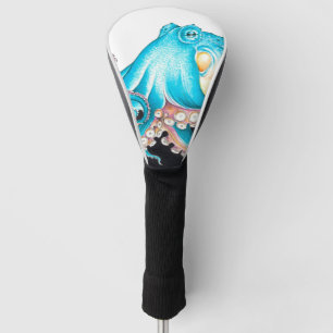 Blue Octopus On White Ink Golf Head Cover