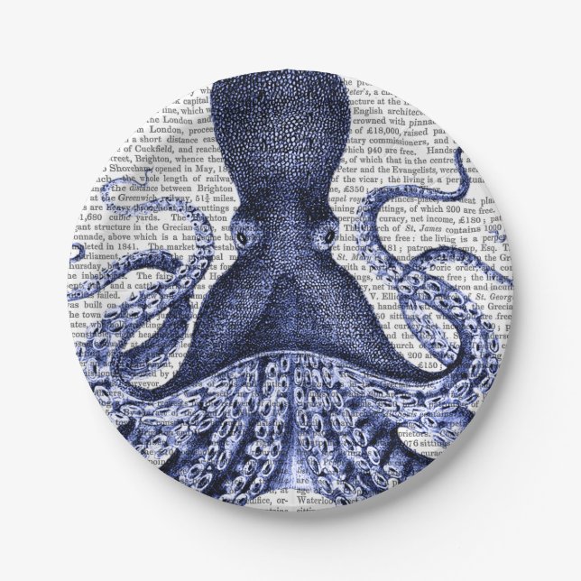 Blue Octopus Paper Plate (Front)
