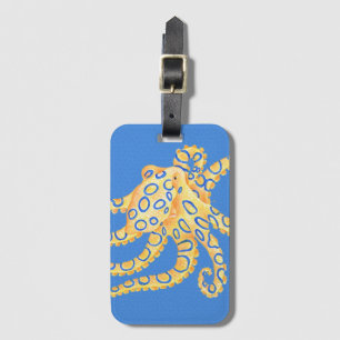 Blue Octopus Stained Glass Luggage Tag