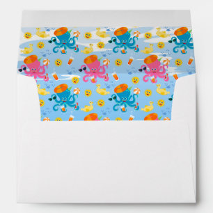 Blue Octopus Under the Sea Boy Birthday Party Envelope