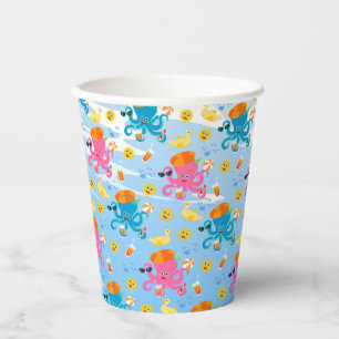 Blue Octopus Under the Sea Boy Birthday Party Paper Cups