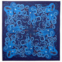 Blue Octpous Cloth Napkins