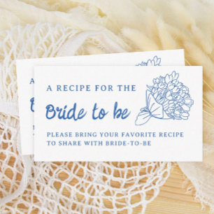 Blue Off The Market Bridal Shower Share A Recipe Enclosure Card