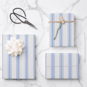 Blue & Off-White Stripes Wrapping Paper Sheet