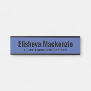 Blue Office Door Name Plate Sign