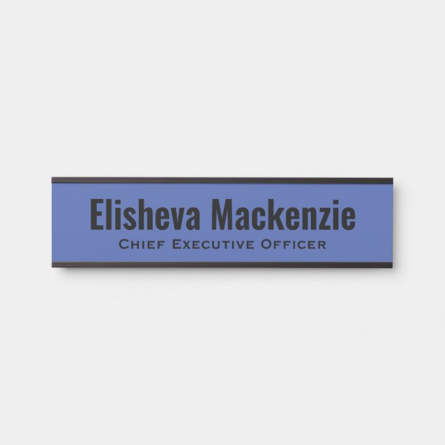 Blue Office Door Name Plate Sign  (Front)
