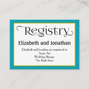 Blue Ogee Wedding Registry Card