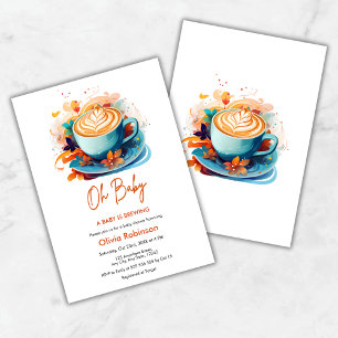 Blue Oh Baby A Baby is Brewing Coffee Baby Shower  Invitation