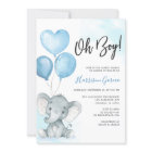 Blue Oh Boy Elephant Watercolor Baby Shower