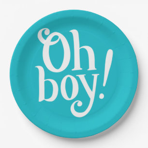 Blue Oh Boy! paper plates