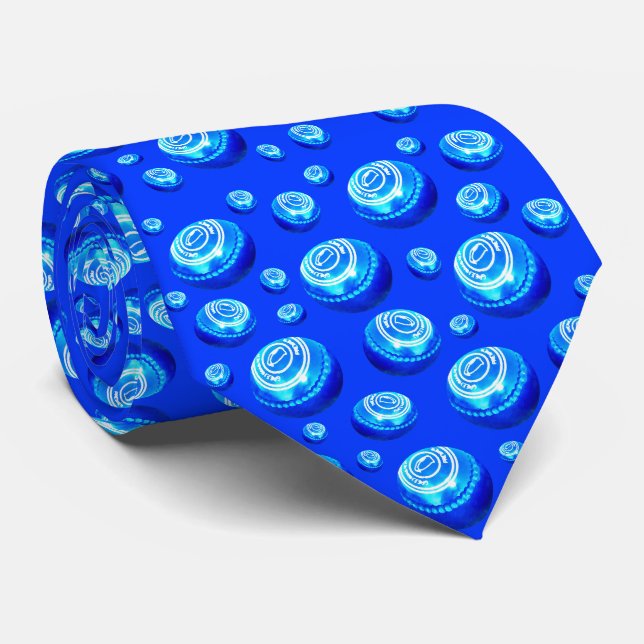 Blue Oil Painted Lawn Bowls, Tie (Rolled)