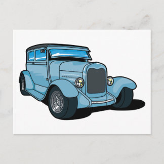 Blue Old Car Postcard