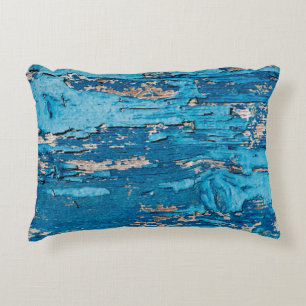 Blue old wooden background  decorative cushion
