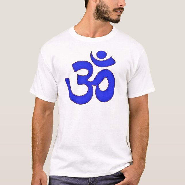 BLUE om,aum,sanskrit, mantra, yoga, tantra T-Shirt (Front)
