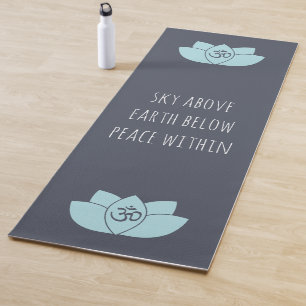 Blue Om & Lotus Flower Sky Above Earth Below Peace Yoga Mat