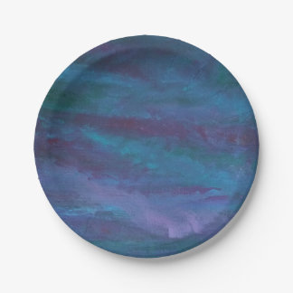 Blue Ombre Abstract | Turquoise Teal Violet Purple Paper Plate