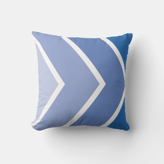 Blue Ombré Chevron Stripes Pattern Cushion (Front)