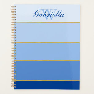 Blue Ombre Colour Block Personalised Planner 