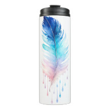 Blue Ombre Feather Watercolor