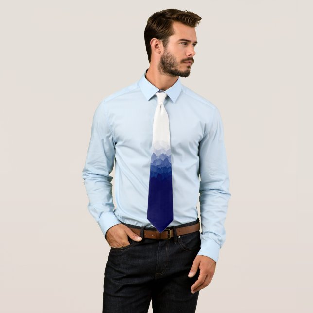 Blue Ombré Geometric Layered Necktie (In Situ)
