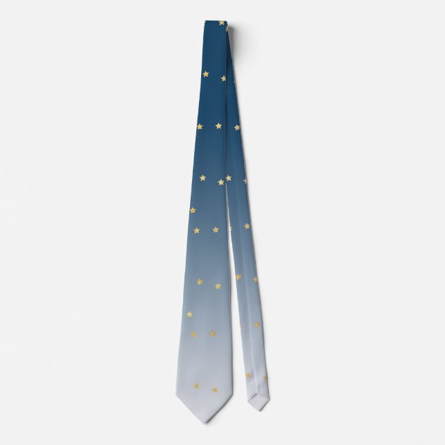 Blue Ombre Gold Stars Tie (Front)