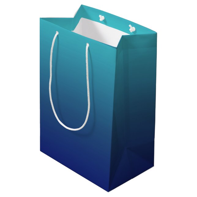 Blue ombre gradient medium gift bag (Back Angled)