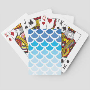 Blue Ombre Mermaid Scales Playing Cards