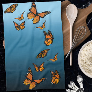 Blue Ombre Monarch Butterflies Tea Towel