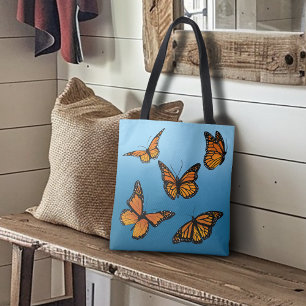Blue Ombre Monarch Butterflies Tote Bag