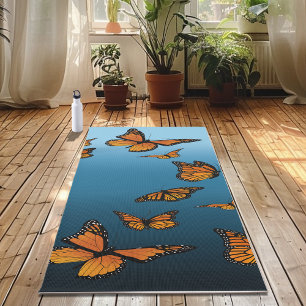 Blue Ombre Monarch Butterflies Yoga Mat