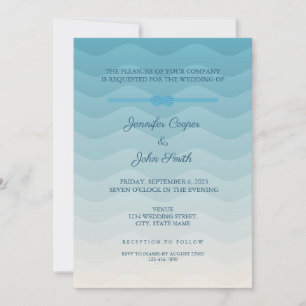 Blue Ombre Pastel Knot Modern Wedding Invitation