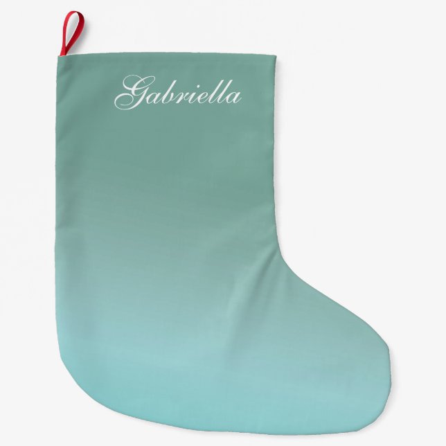Blue Ombre Personalised Large Christmas Stocking (Front)
