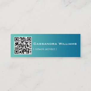 Blue Ombre QR CODE Mini Business Cards