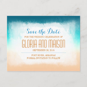 Blue ombre save the date postcards