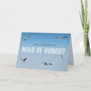 Blue Ombre Seagulls Coastal Maid of Honour Proposa Card